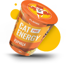 Продукция Cat Energy PRO со вкусом курицы в стакане